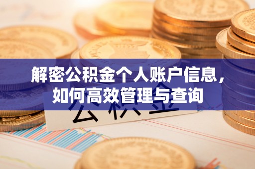 庆安解密公积金个人账户信息，如何高效管理与查询